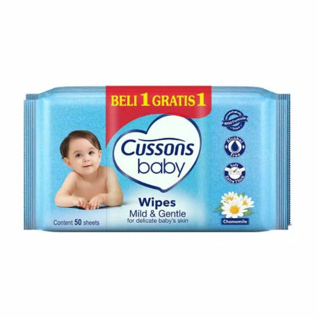 CUSSONS BABY WIPES MILD&GENTLE ISI 50 LEMBAR