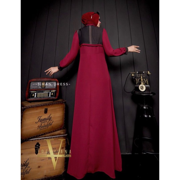 Jihan Dress Ori by Trevana Collection Premium / Dress Syar'i / Gamis Pesta Mewah / Baju Syar'i Terbaru / Dress Polos Mewah / Fashion Muslimah Branded-6