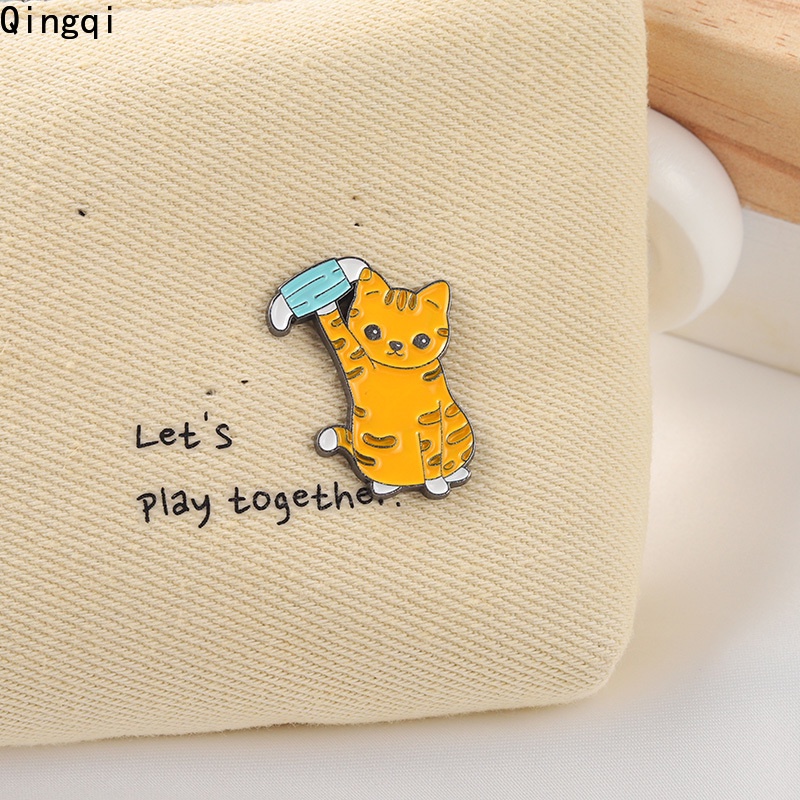 Bros Pin Enamel Bentuk Kartun Hewan Kucing Untuk Anak