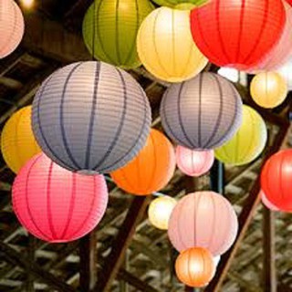 Jual Lampion Kertas Gantung 35 Cm Paper Lantern Lampion Kain 14 Inch