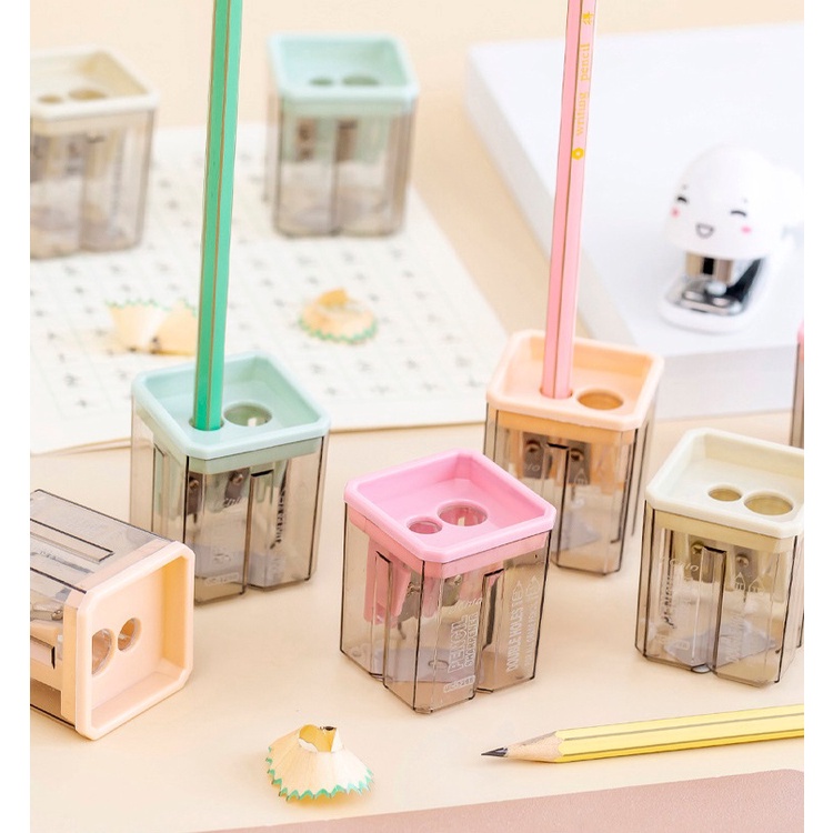 

Rautan Pensil 2 Holes Pastel Transparan Serutan Pensil