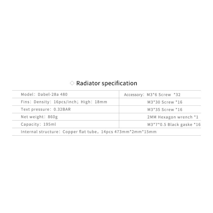 BARROW Dabel-28a 480 Cooper Radiator 480mm White (Ketebalan 28mm)