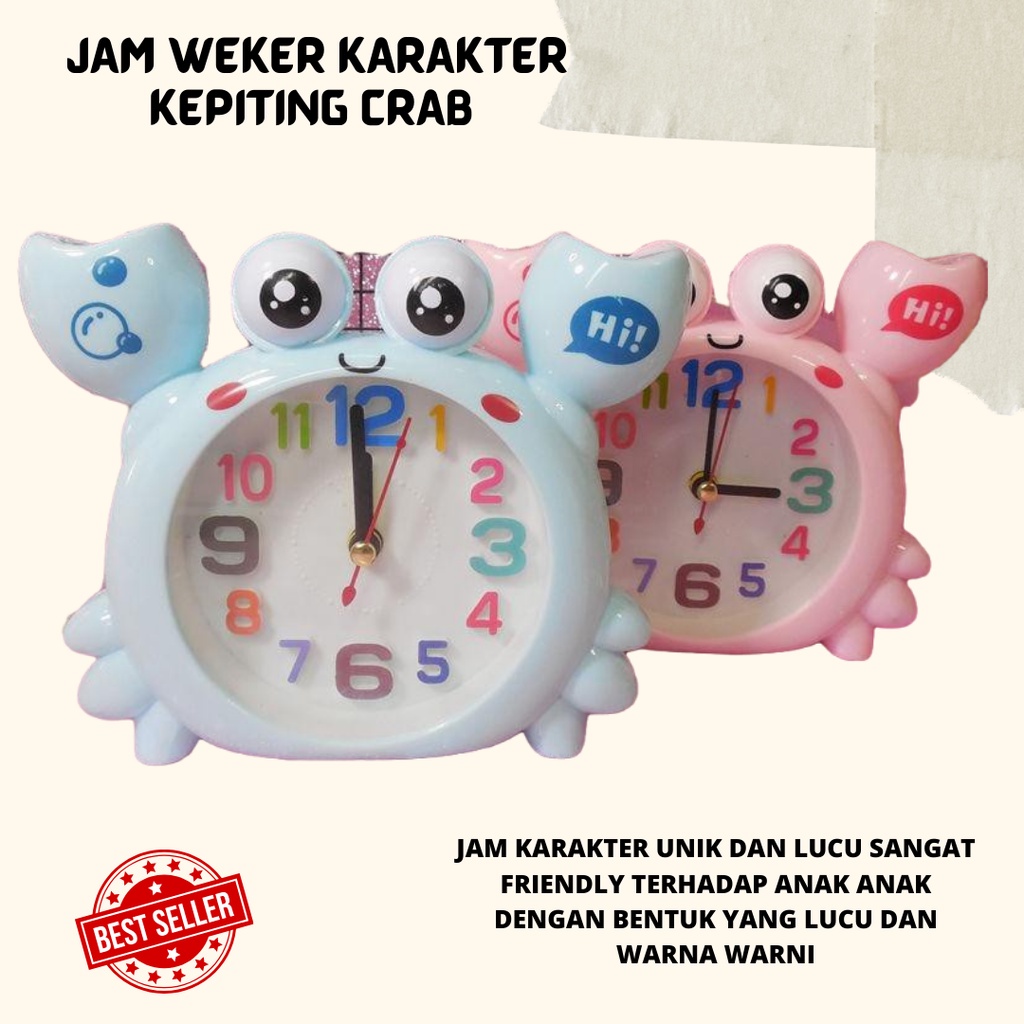 JAM WEKER KARAKTER KEPITING CRAB LUCU - JAM ALARM ALPUKAT - JAM MEJA - JAM KARAKTER UNIK DAN LUCU