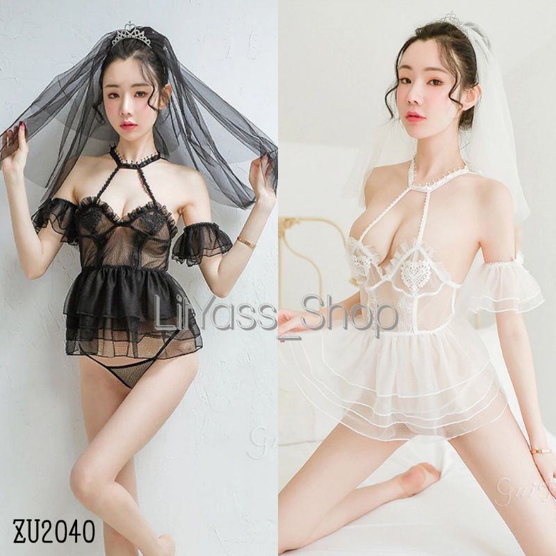 Seksi Lingerie Sexy Costume Kostum Babydoll Bride Layered Baju Tidur Wanita Pakaian Tidur Transparan