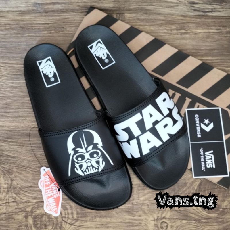 Sandal Slop Starwars Black Premium / Sandal Slide Vans Starwars Murah /Sendal Slop terlaris / Sandal Cowok Vans starwars