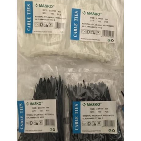 

Kabel ties tali 10cm sabuk 100mm 2.5 x 10 mm 10 cm isi 100 pcs merk Masko