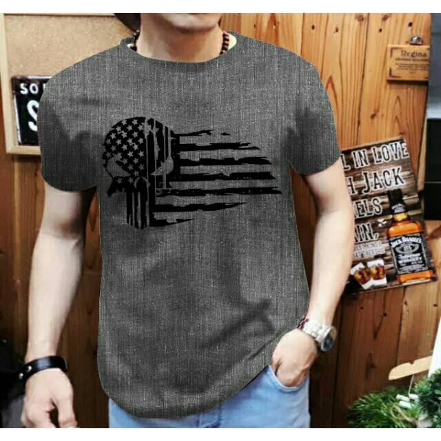 Atasan Top Kaos Combed 28S Skull USA
