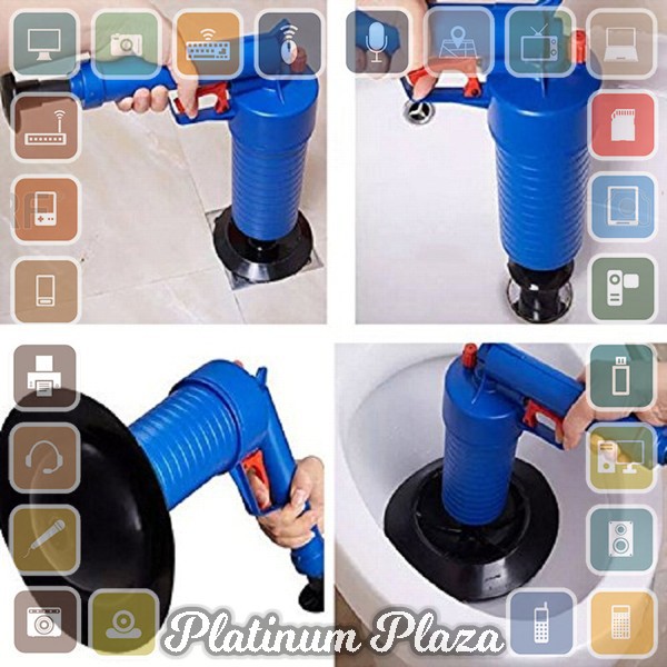 Auger Pompa Sedot Saluran WC Westafel Ledeng High Pressure Air Drain Plunger - JJ63010`HVECTB-- Blue