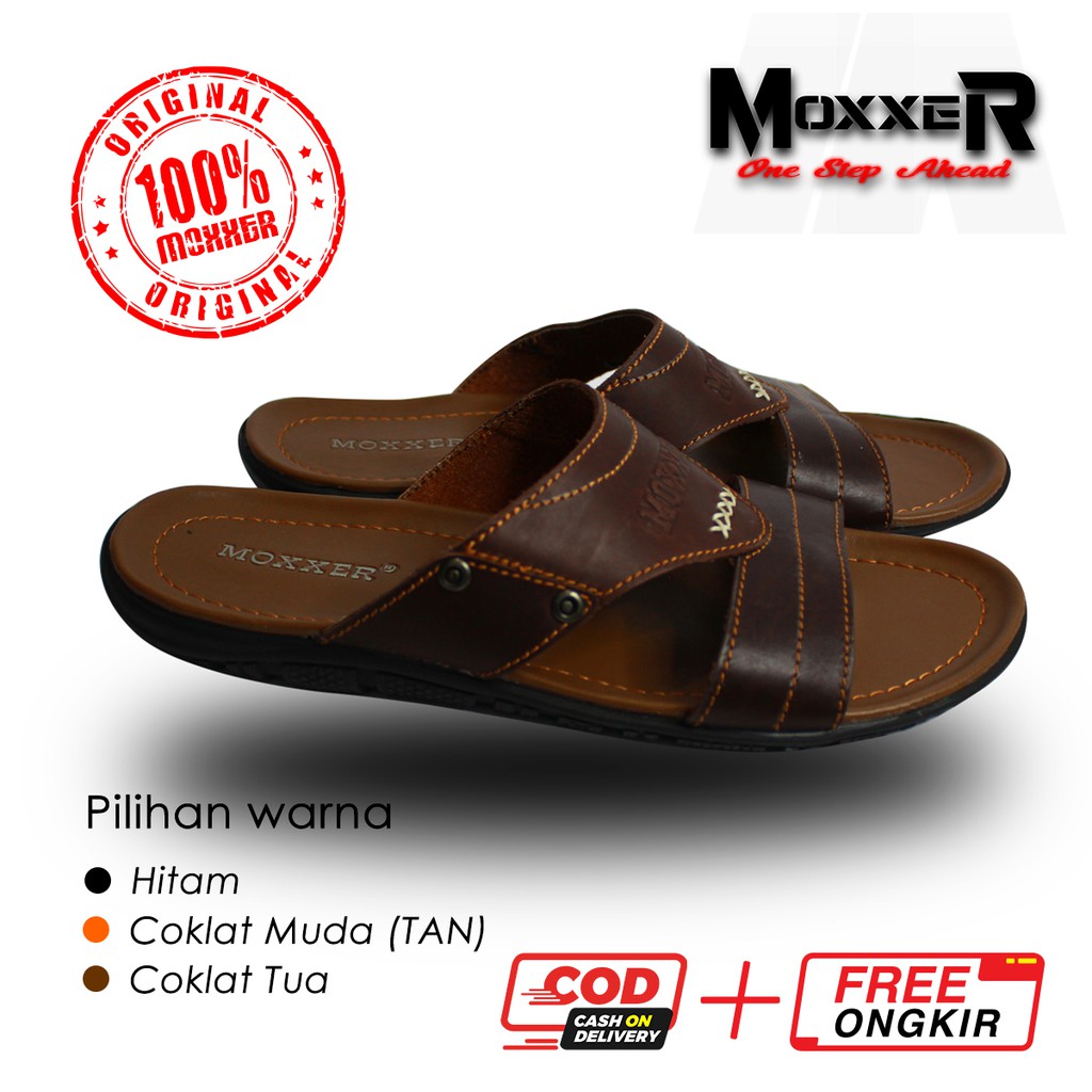 Sandal Kulit Asli Pria Original Sendal Slip On Cowok Murah Casual Sandal Slide Laki laki Terbaru - MR02