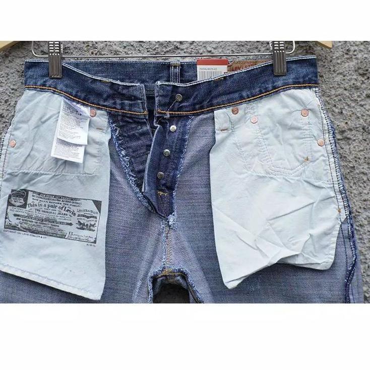 H9R2 Celana Pendek Jeans Pria Casual  501 BM Original  Meriah Blue Wash Terkini