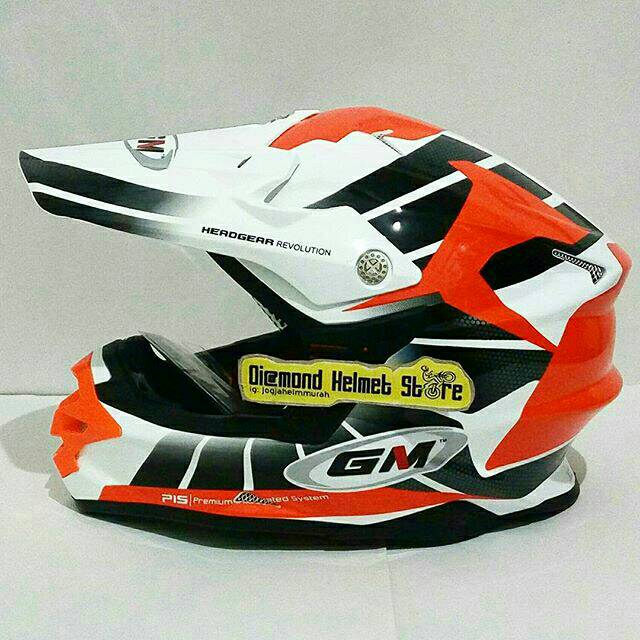 Helm cross anak GM Mini Cross Race Octar Orange Fluo White cocok untuk Kado Anak
