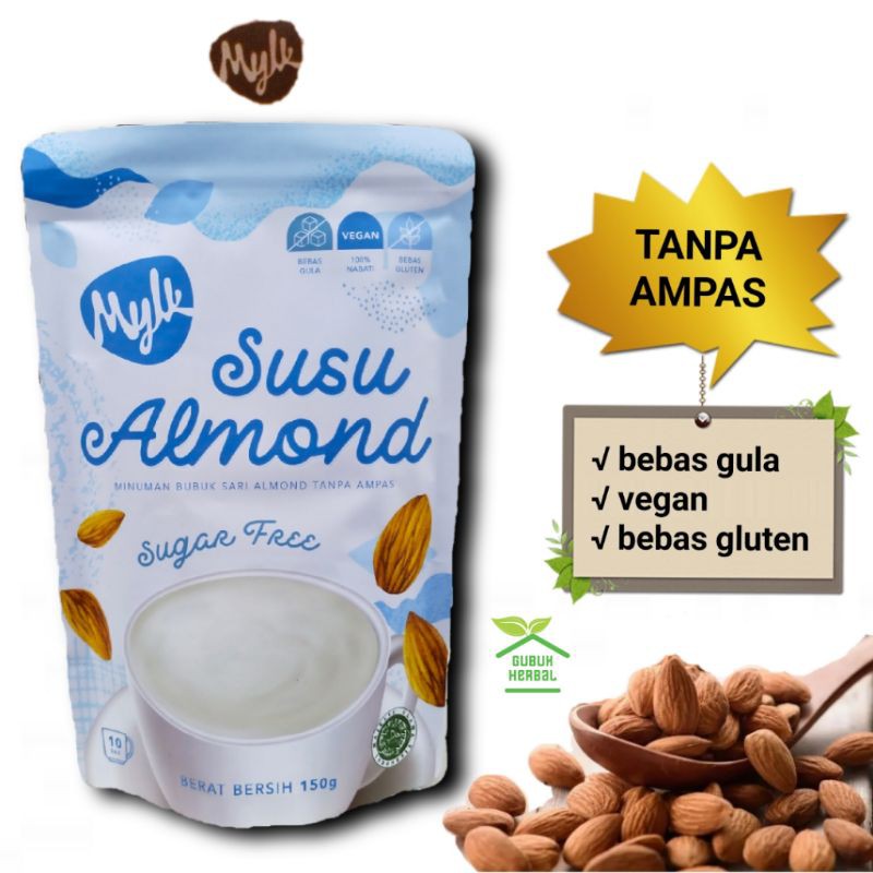 Susu Almond Diet Non Gula MYLK /Almond Bubuk Tanpa Ampas 10 x Minum