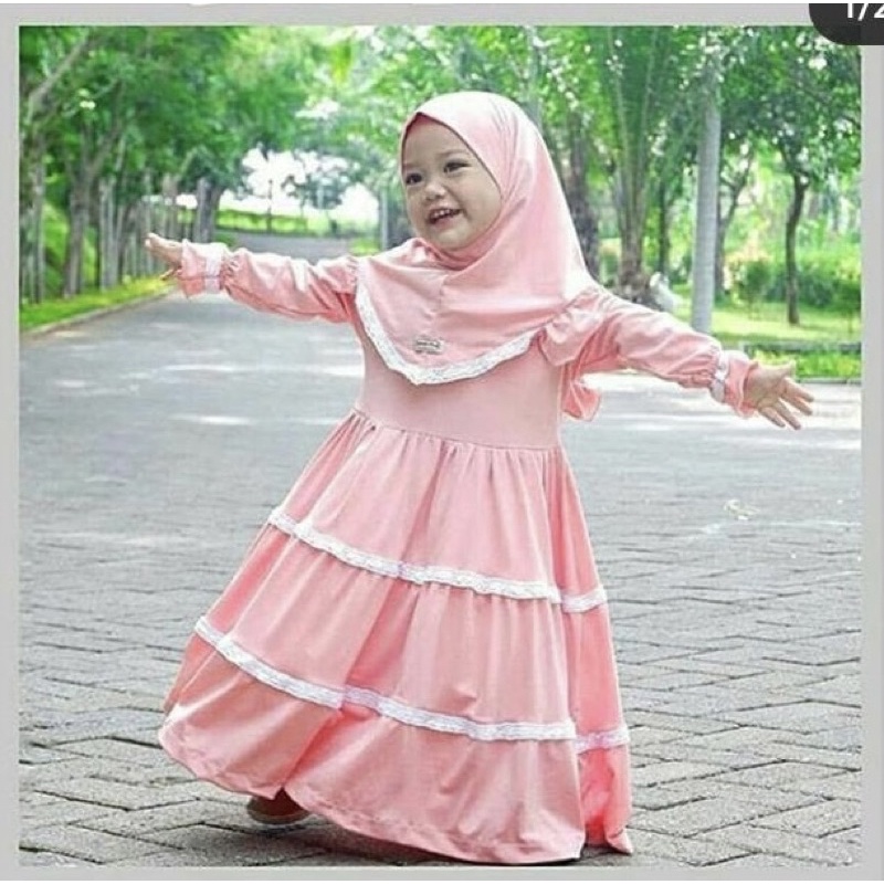 DK GAMIS Syar’i Anak Perempuan / Gamis Panjang Anak POLOS WARNA Jersey / Raya Collection