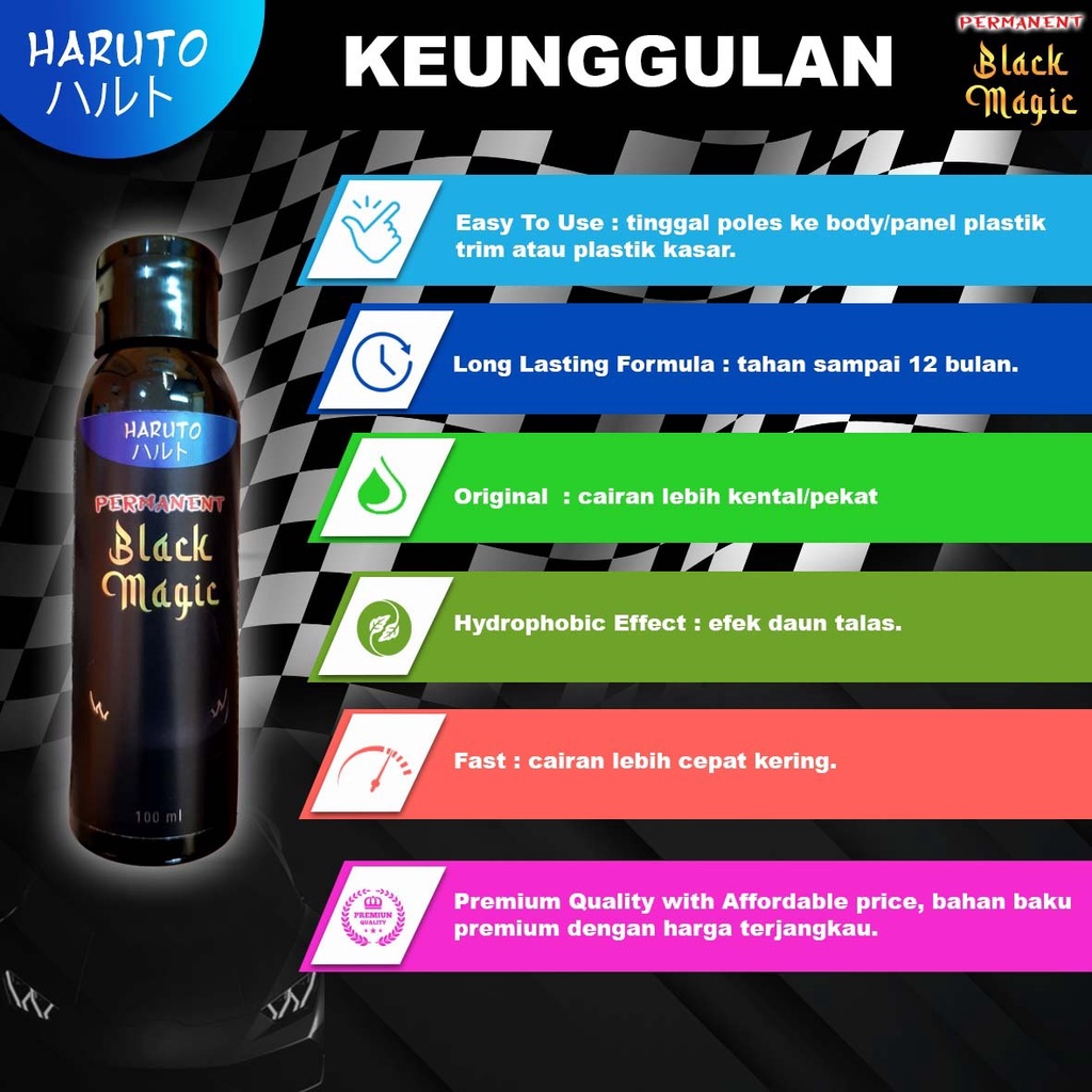 Penghitam body motor dan mobil permanen Haruto permanent black magic