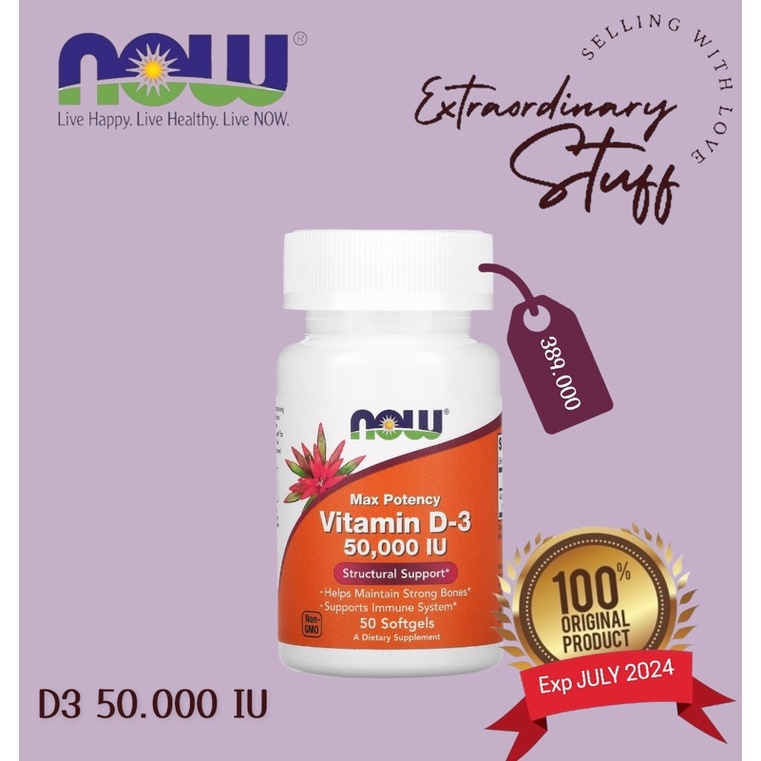 NOW FOODS VITAMIN D3 50000 IU / NOW D3 50000 isi 50 SOFTGEL