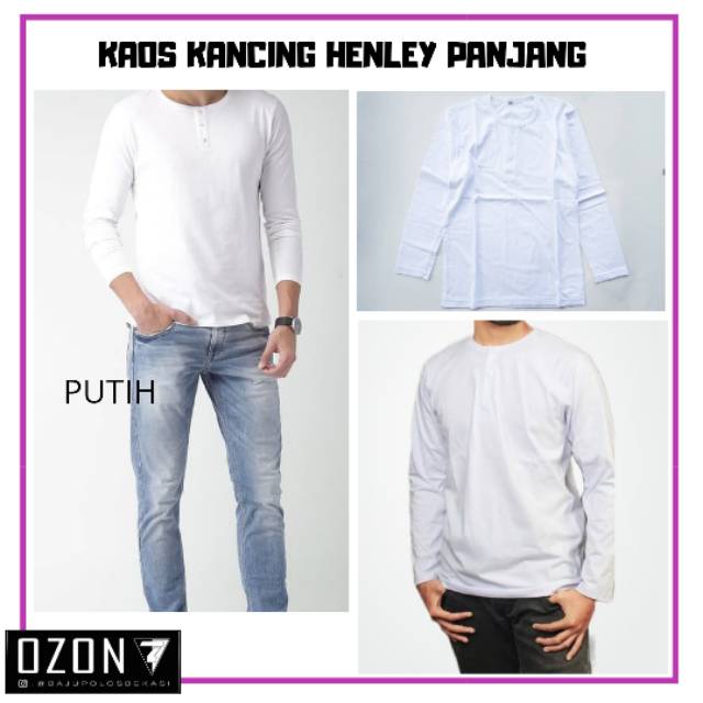 Kaos Kancing Kaos Henley Lengan Panjang Polos Best Seller Abu Tua Misty