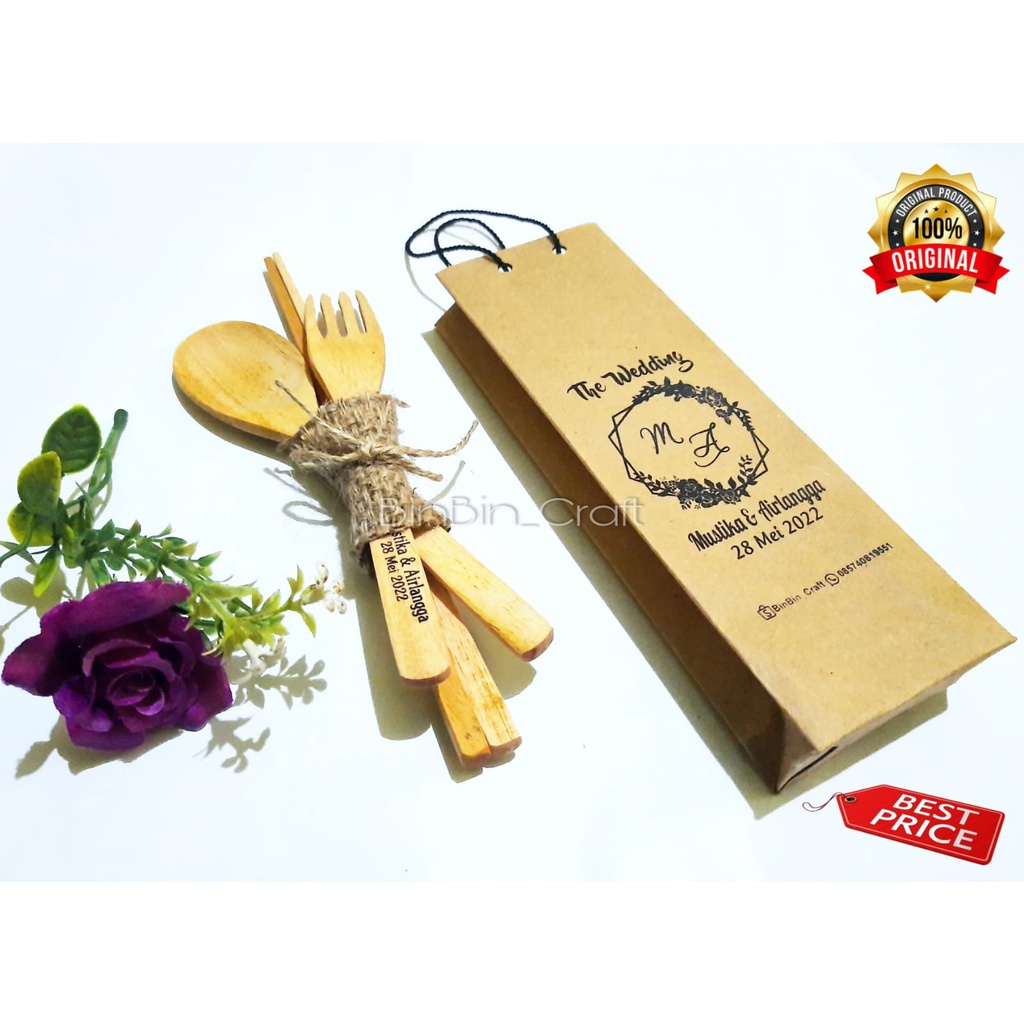 Souvenir Unik Sendok Kayu Sendok set Garpu Souvenir Pernikahan Murah Unik Sendok Garpu Kayu Kemas Pa