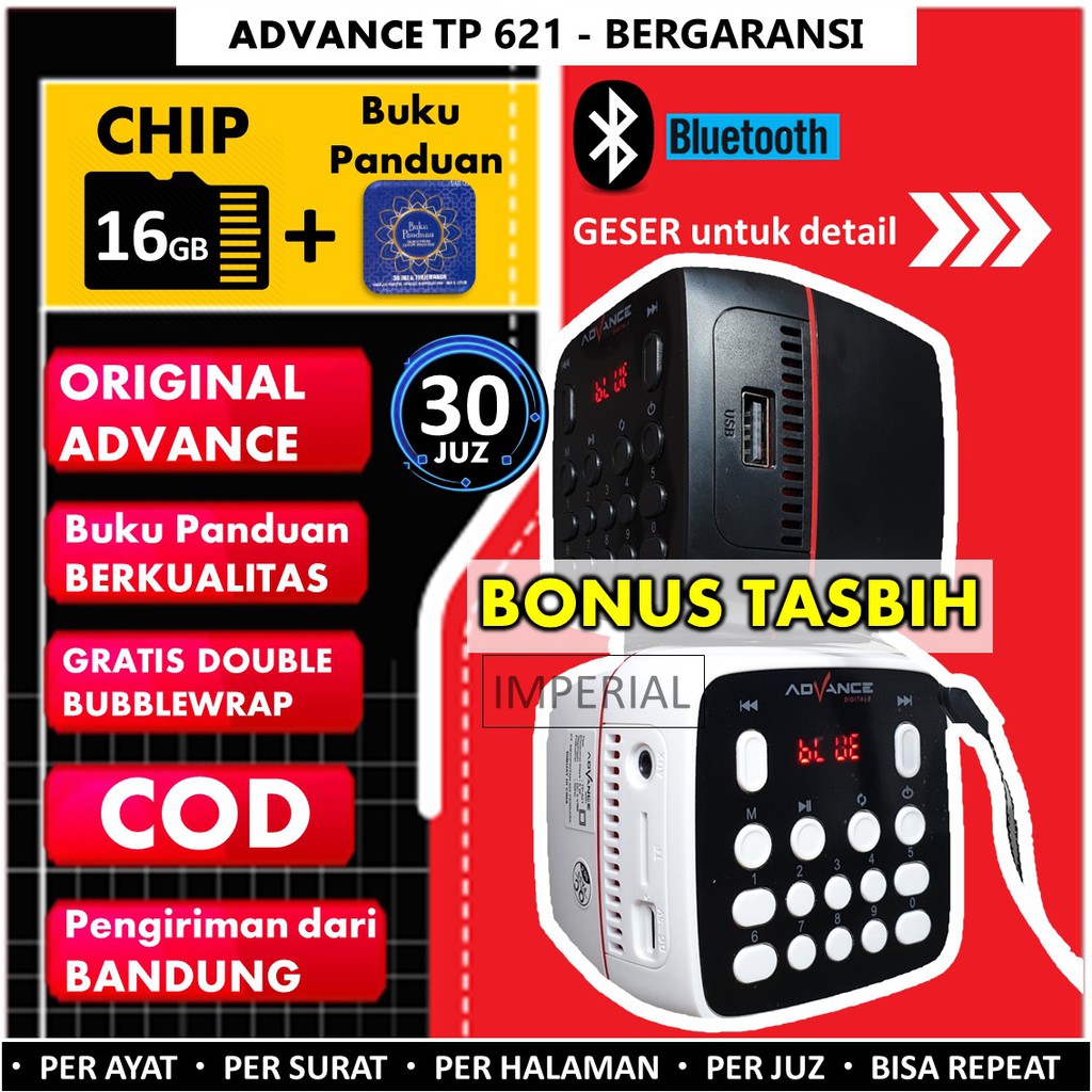 SPEAKER MUROTTAL AL QURAN 30 JUZ 16 GB TP 621 ADVANCE