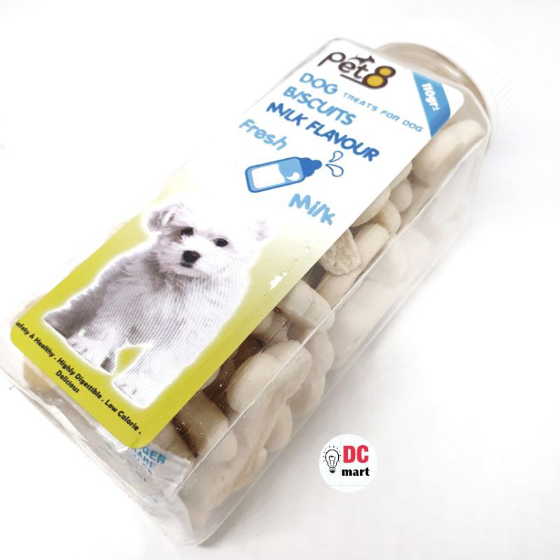 PET8-DOG BISCUIT 110 Gr / Bone/ Round / Biskuit Rasa Hewan Anjing