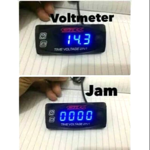 JAM DIGITAL VOLTMETER 2 in 1 LED MOTOR / VOLTMETER + JAM DIGITAL WATERPROOF NMAX LEXI VARIO AEROX