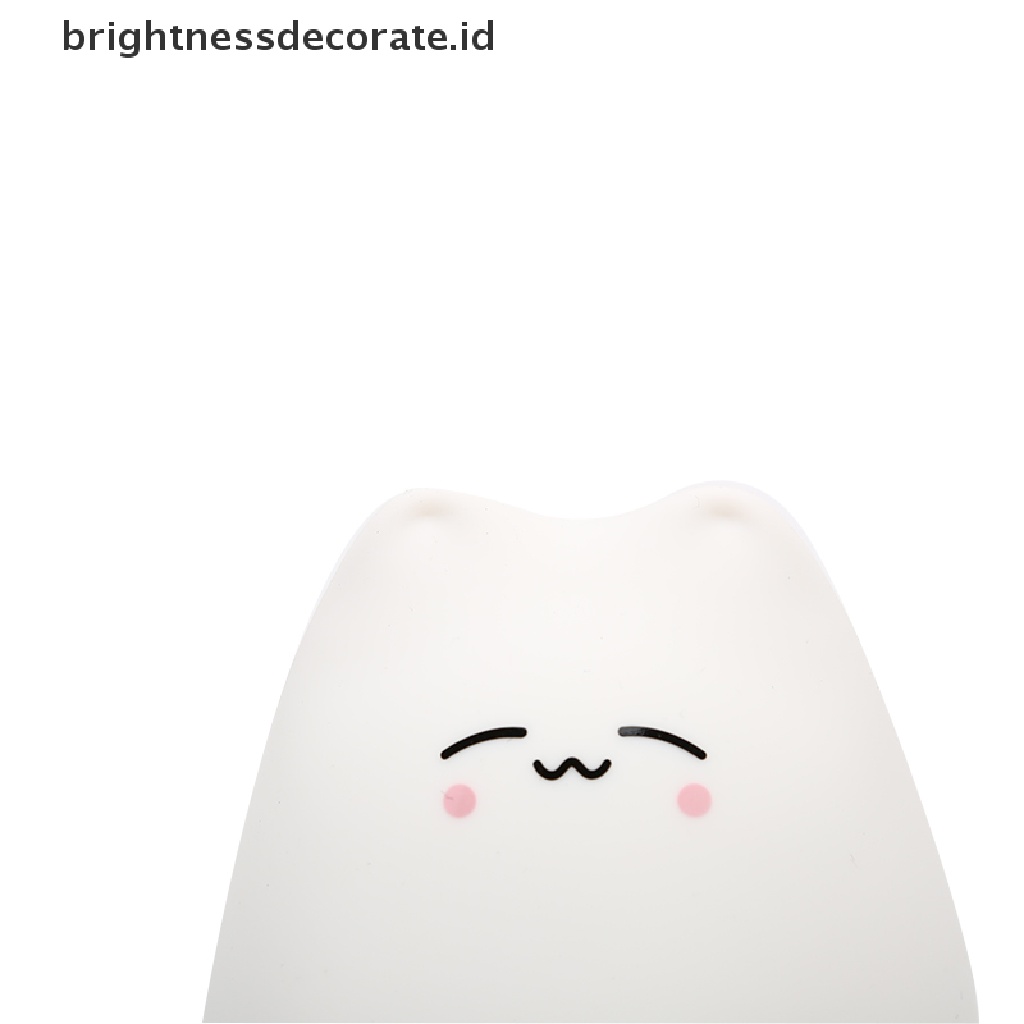 Lampu Malam LED 7 Warna Bentuk Kucing Bahan Silikon Dengan Sensor Sentuh Untuk Anak