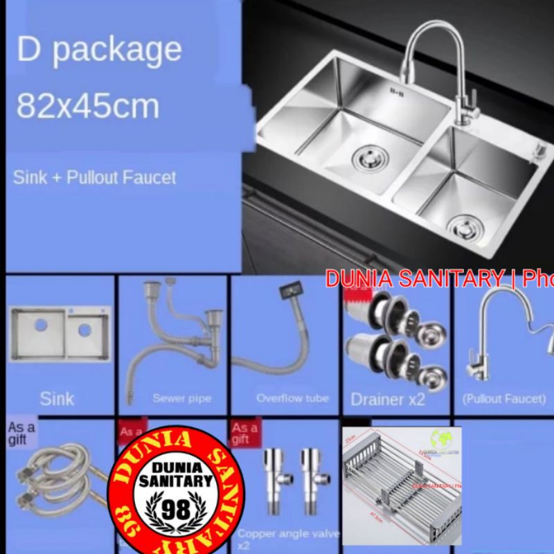 Paket kitchen Sink Stainless INOBE 8245 Exclusive golden hand by Onan bak cuci piring