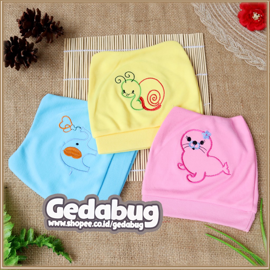 Topi Bayi Okiyo Semi Kotak Bermotif / Topi Bayi Newborn - gedabug