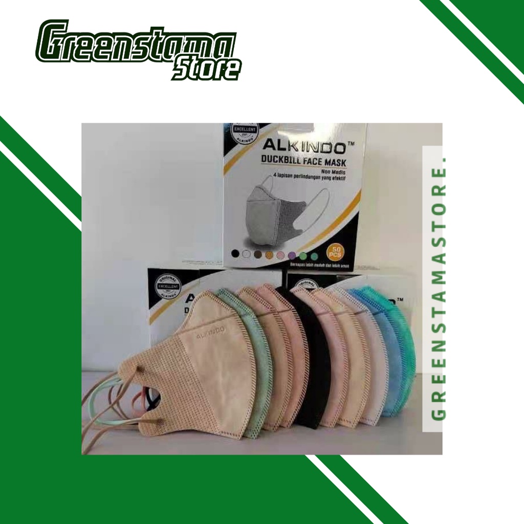 Masker Duckbill Alkindo Warna Mix isi 50pcs | Duckbill Warna Campur
