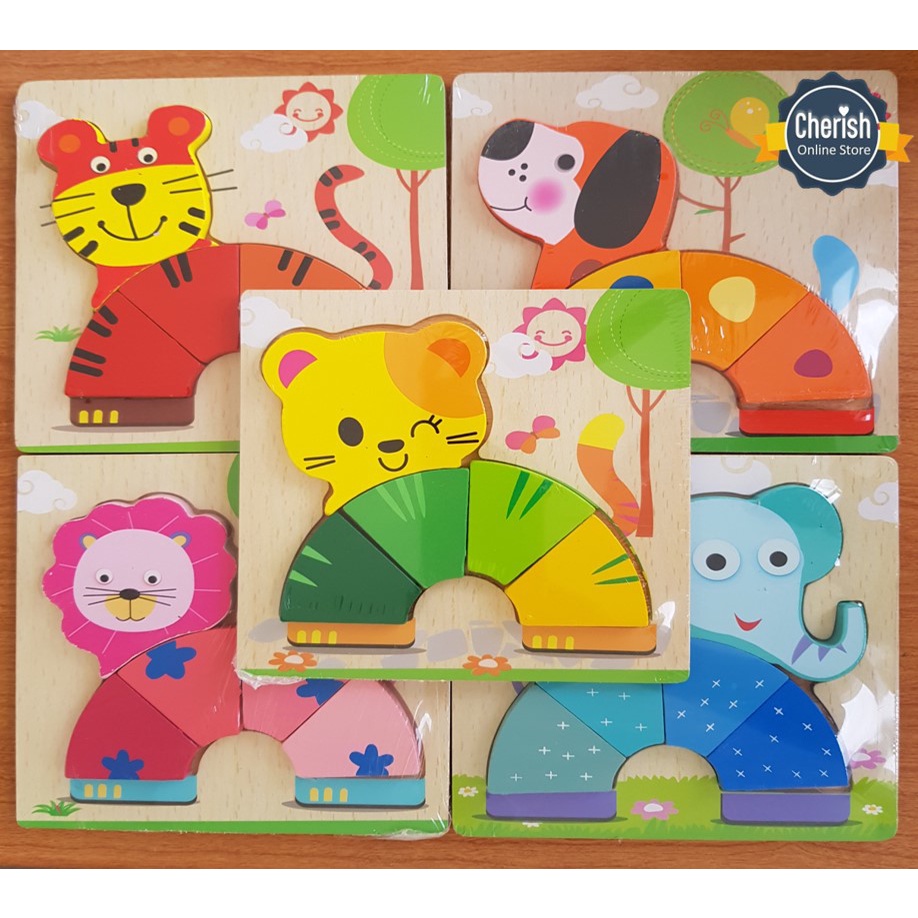 Mainan Kayu Timbul Seri Aneka Hewan - Puzzle Kayu Anak - PK-003