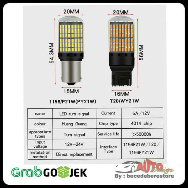 [1 PCS] DIJAMIN TERANG Lampu LED Mobil Canbus 1156 BA15S 144SMD