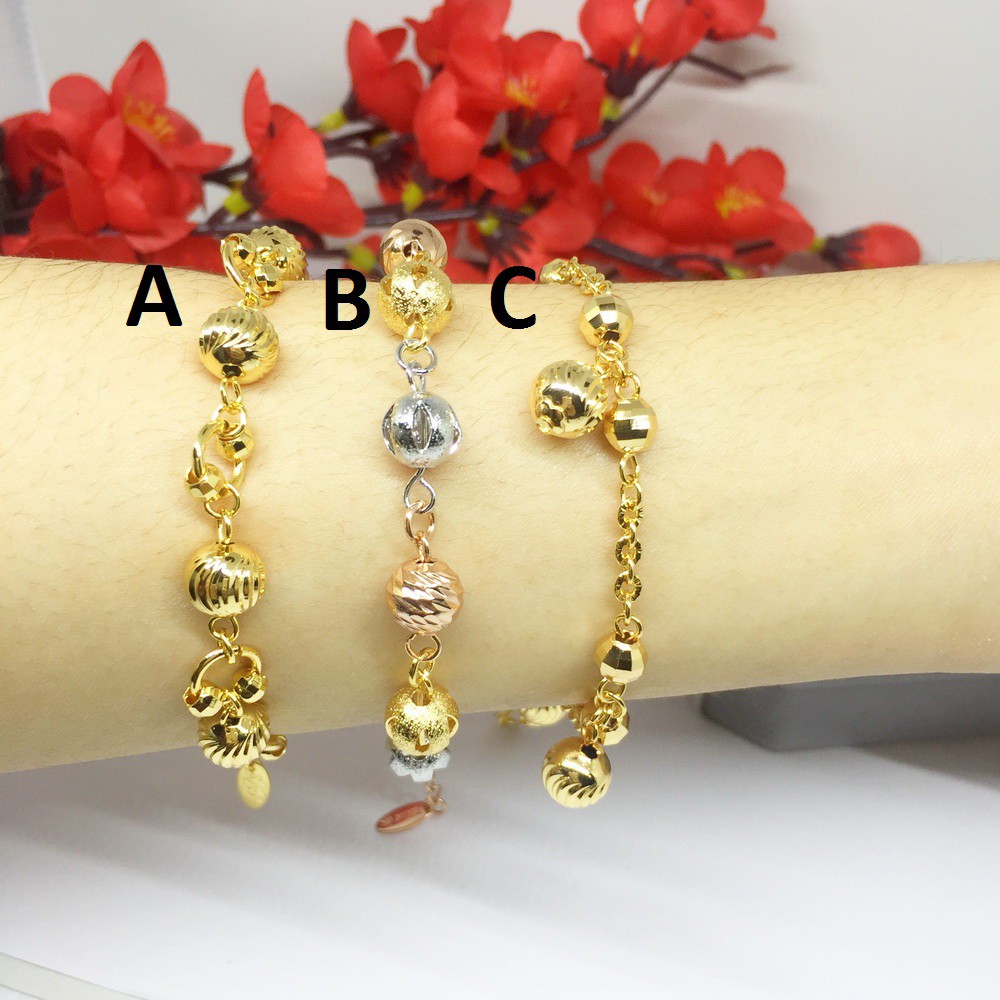 Gelang Xuping Bulat Garis Disco Ball 3 Warna Lapis Emas Asli -  BB392