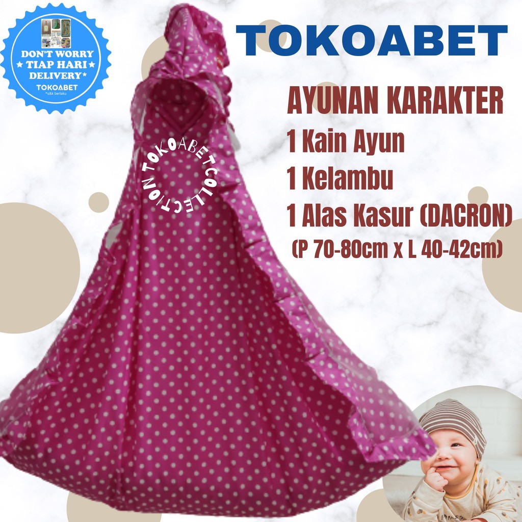 AYUNAN KARAKTER Bayi dan Anak Kain Katun Kelambu Alas Kasur Lembut Variasi NO PER NO HANGER TOKOABET