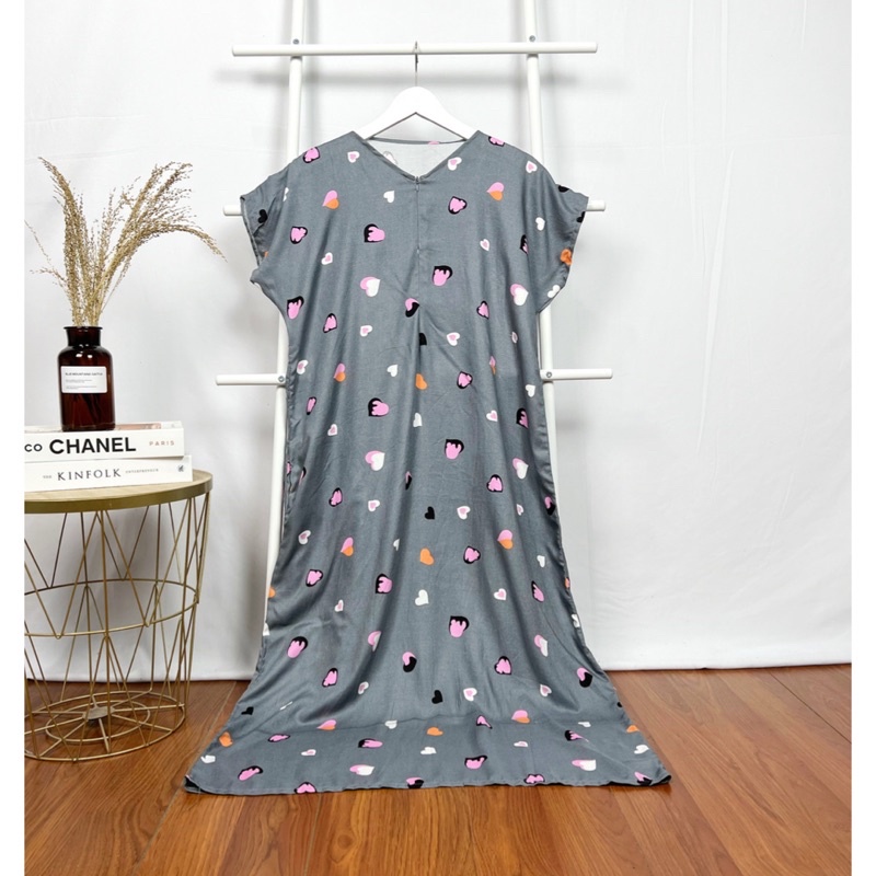 daster long semata kaki, daster panjang viral kekinian, daster rayon busui terlaris-Long Love Grey