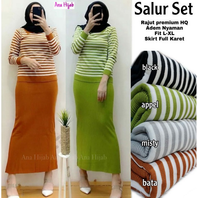 Salur Set Supeerr Cantik Setelan Rok Rajut