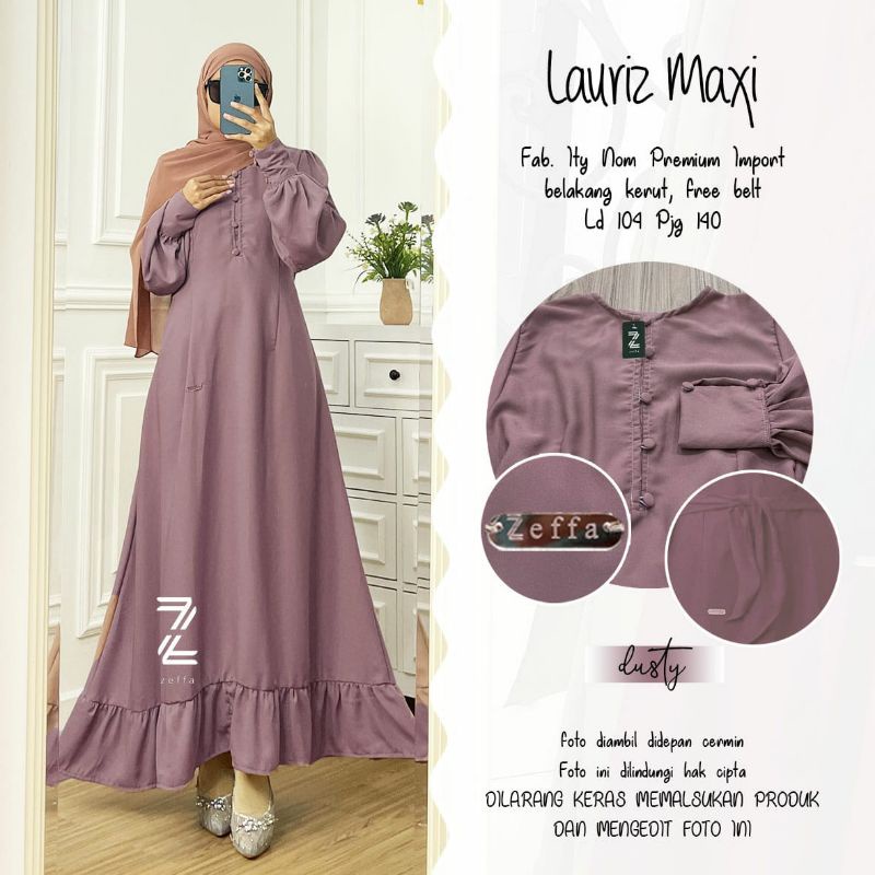 LAURIZ MAXY BY ZEFFA AFKA (DRESS MUSLIMAH) Maxi dress polos premium