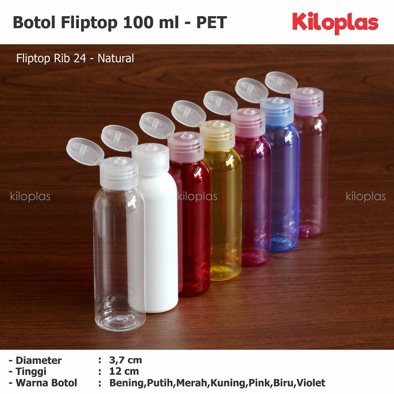  Botol  Fliptop 100  ml  Botol Plastik 100 ml  Tutup Fliptop 