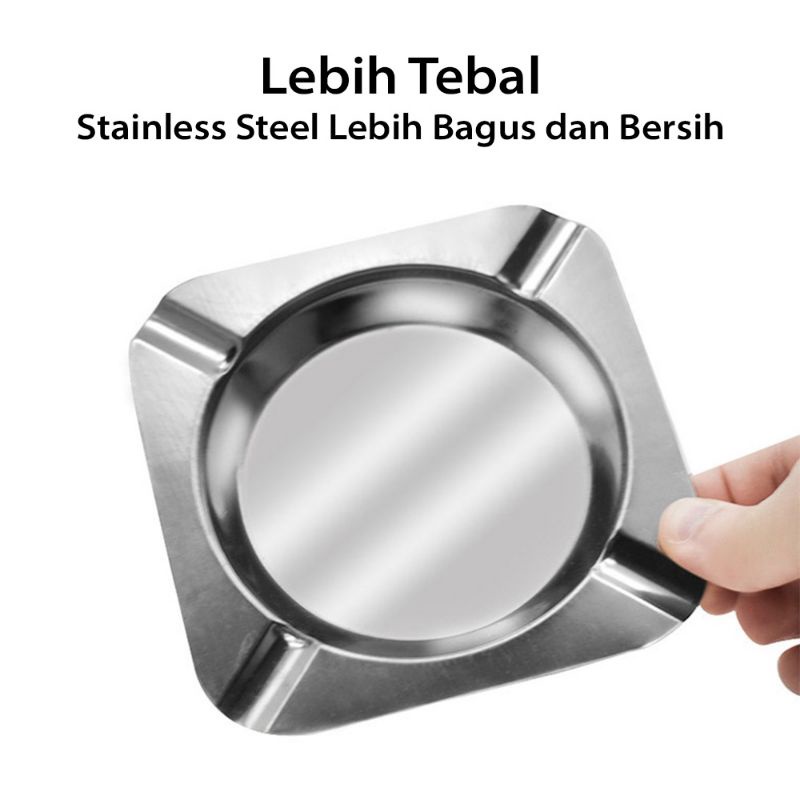 ASBAK STAINLESS KOTAK/TEMPAT PUNTUNG ROKOK