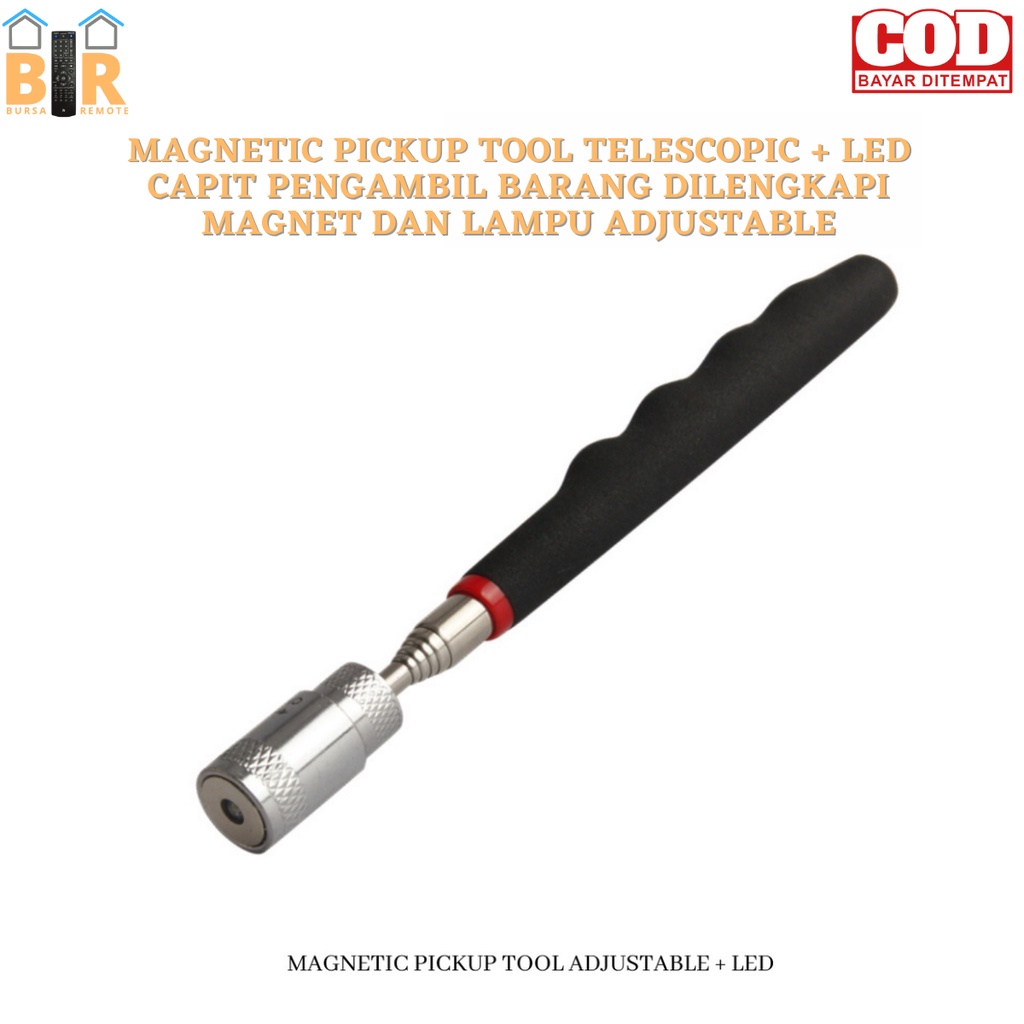 Magnetic PICKUP TOOL TELESCOPIC + LED CAPIT PENGAMBIL BARANG DILENGKAPI MAGNET DAN LAMPU ADJUSTABLE