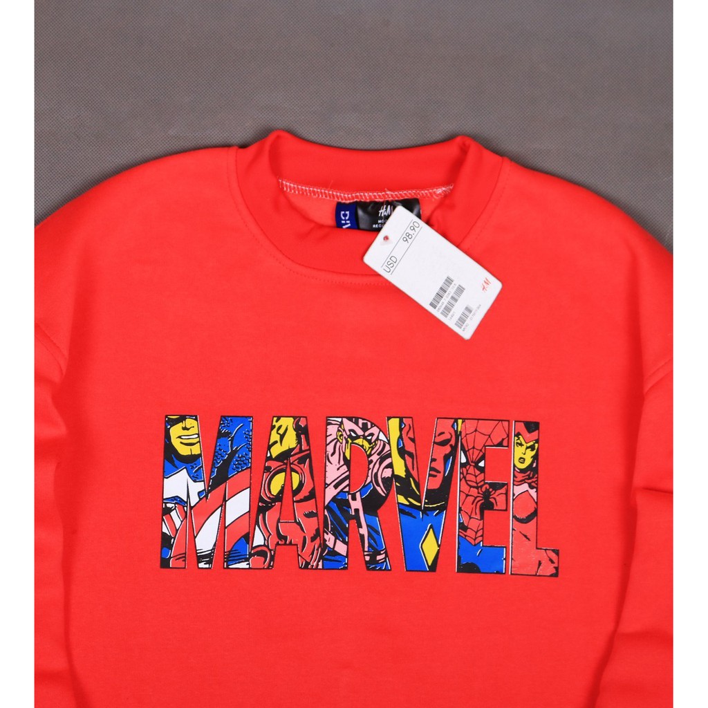 Jaket Crewneck H AND M MARVEL – Red Edition Trendy Casual Unisex Good Brand Quality Stylish