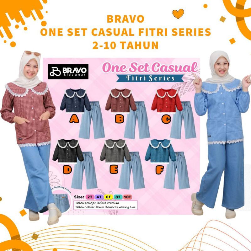 BRAVO ONE SET CASUAL FITRI SERIES SET KEMEJA ANAK PEREMPUAN CEWEK KULOT ANAK SET KULOT STELAN KULOT 