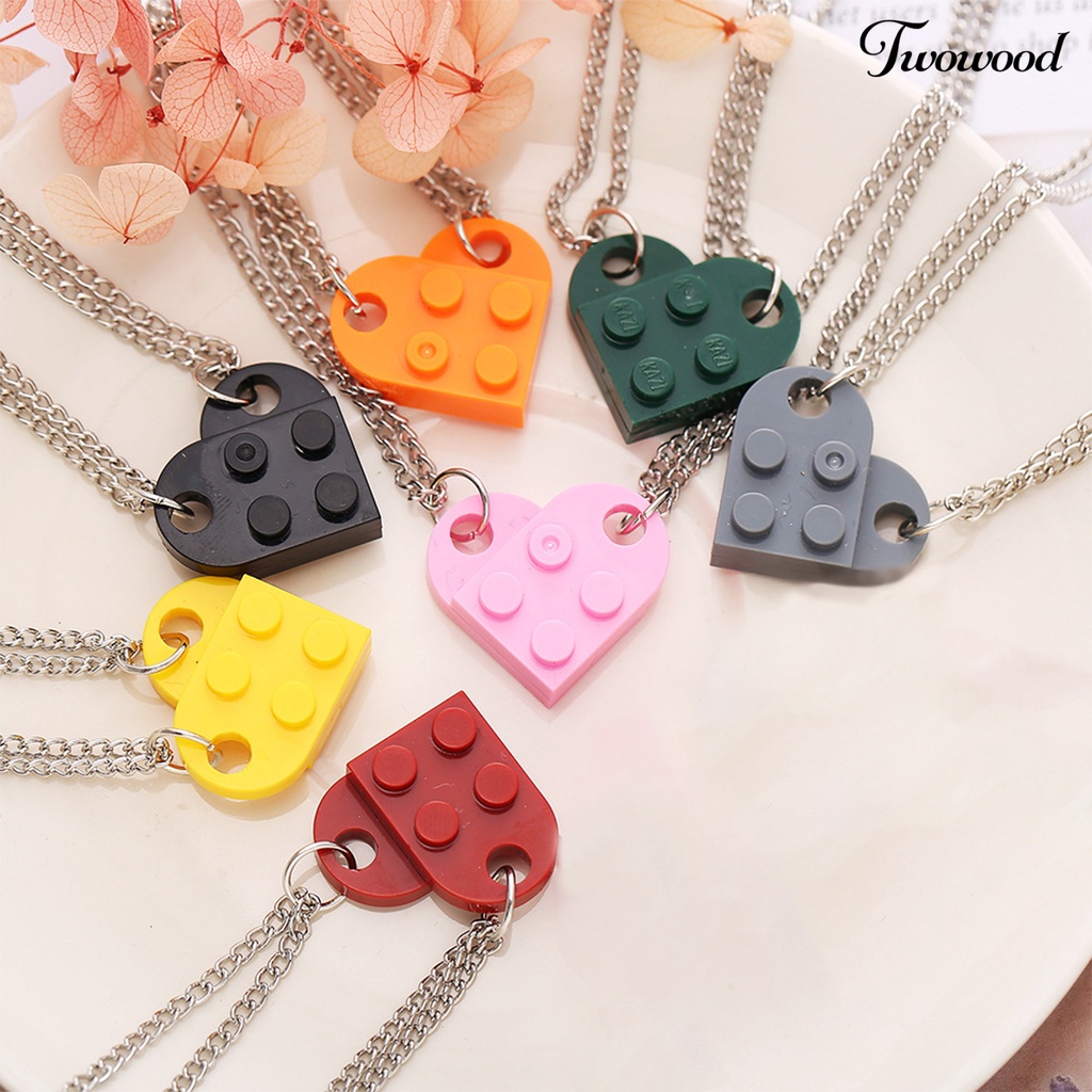 2pcs Kalung Choker Liontin Bentuk Hati Dapat Dilepas Untuk Pria Dan Wanita