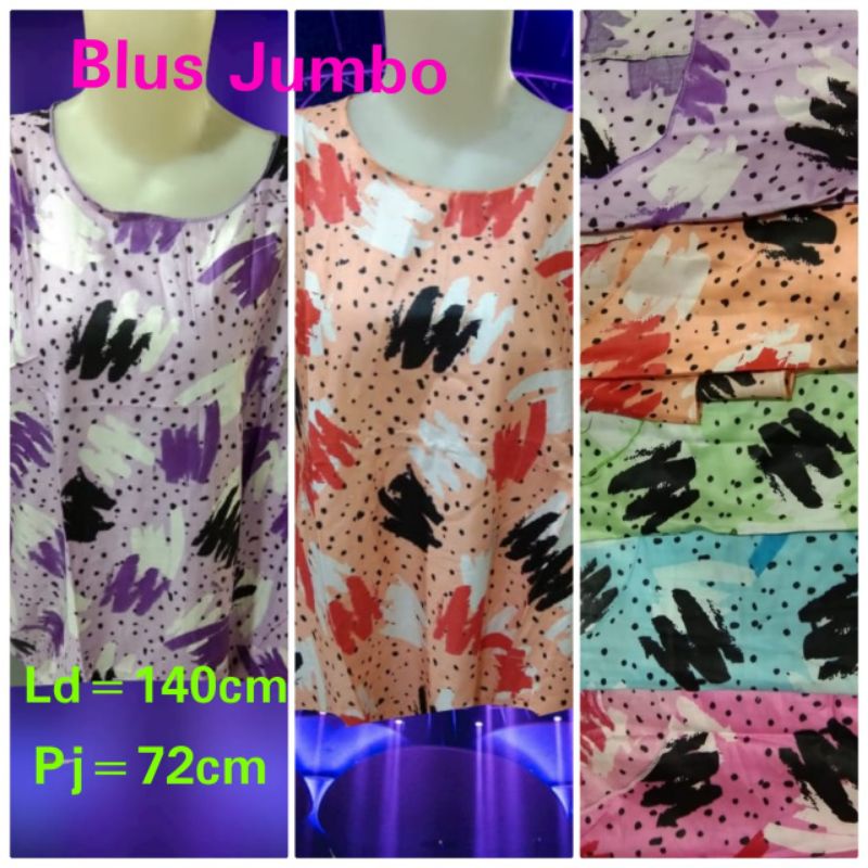 TERBARU Blus Santai Wanita Super Jumbo Motif Polkadot