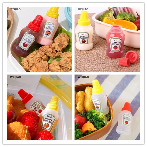 Elmart Botol Saus Mini Bento Wadah Kecap Manis Asin Mayonaise Untuk Bekal Anak  25ml 1 set 2pc BS02