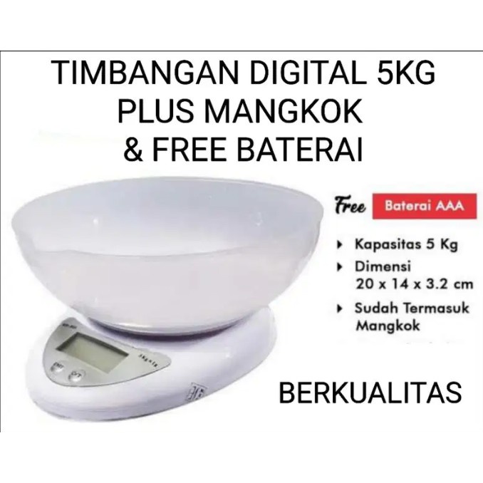 Timbangan Digital Mangkok 5kg/1g / Electronic Kitchen Scale 5KG/1G