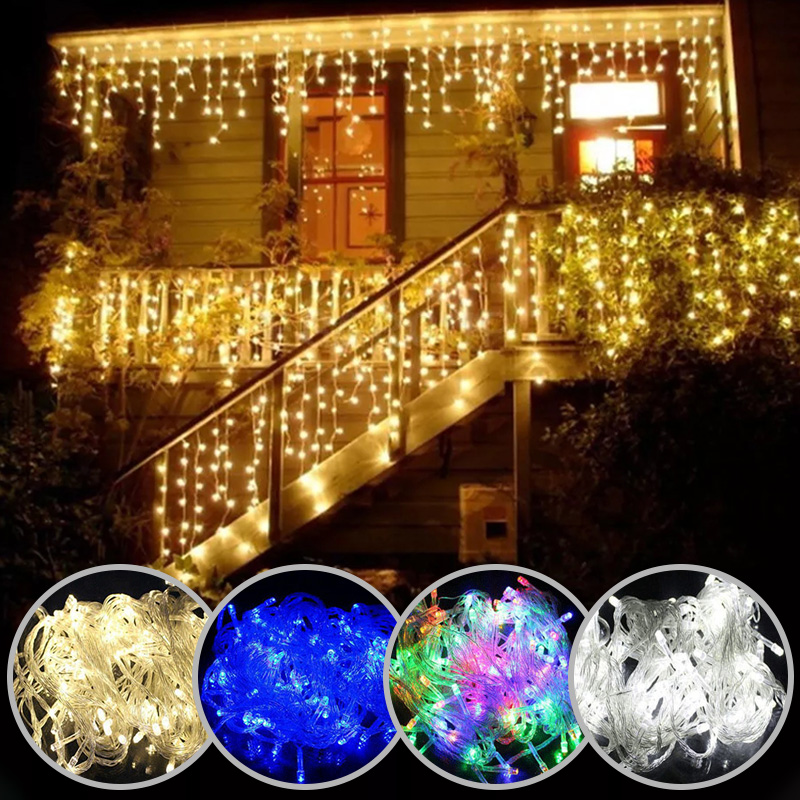 Lampu String 100 Led 10m 8 Mode Anti Air Warna Warm White Untuk Dekorasi Pesta Natal / Pernikahan