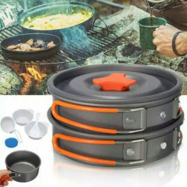 [Bisa COD] Cooking Set DS200 Nesting 1-2 Person Camping Outdor