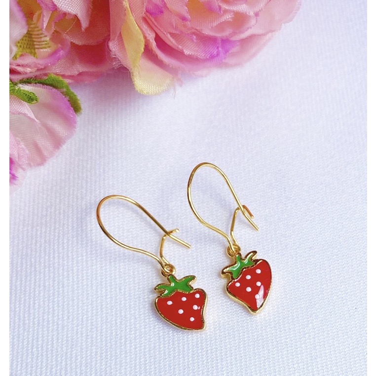 Anting Anak Strawberry Lapis Emas 18k