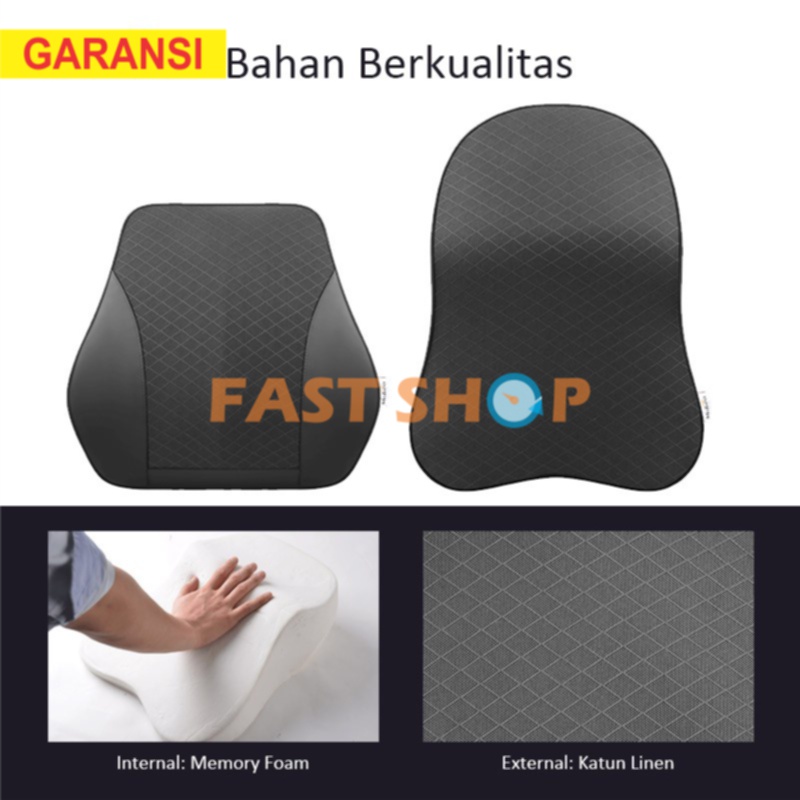 Bantal Mobil Bantal Leher Mobil Bantal Puggung Mobil Memory Foam Katun Linen Car Neck Back Pillow