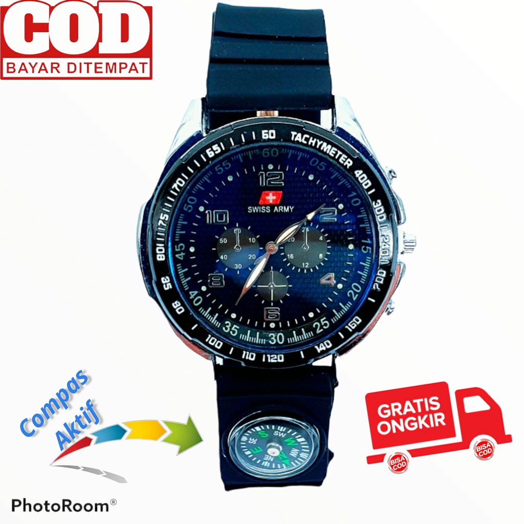 BISA COD - JAM TANGAN ANALOG PRIA TERBAIK BEST SELLER COMPASS CHRONO VARIASI RUBBER STRAP SERIES SV9Xi9