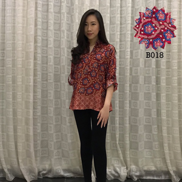 Baju Batik Blouse Atasan Wanita (Red Maroon Merah 2)